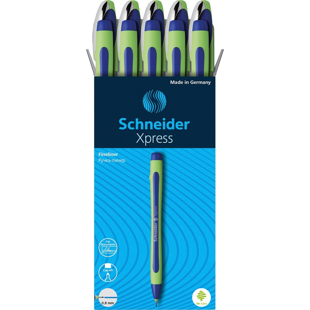 RED190003 - Xpress Fineliner features a 0.8mm, fiber tip point for expressive and striking writing performance. Fiber tip also glides extremely gently and is stabilized with a stainless steel tube that enables you to work with a ruler and template. Cap-off ink does not run dry even if the cap is removed for two to three days. Water-based ink is suitable for documentary use. Ergonomically shaped, generously rubberized barrel promotes tireless and relaxed writing without hand fatigue. Cap has a sturdy metal clip and fits neatly on either end of the pen.