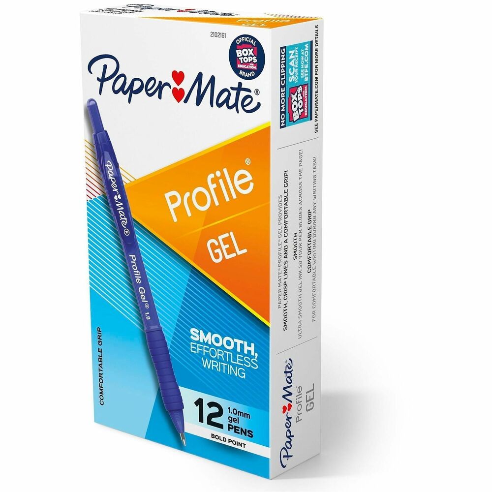 PAP2102161 - For ultra-smooth, colorful writing, turn to Paper Mate Profile Gel pens. They feature vibrant ink that stands out on the page. A soft grip gives lets you write comfortably, no matter the writing task. Each gel pen has an easy-glide tip that lays down beautiful yet fluid lines. Finally, the ink dries quickly, eliminating the chance for smudges.