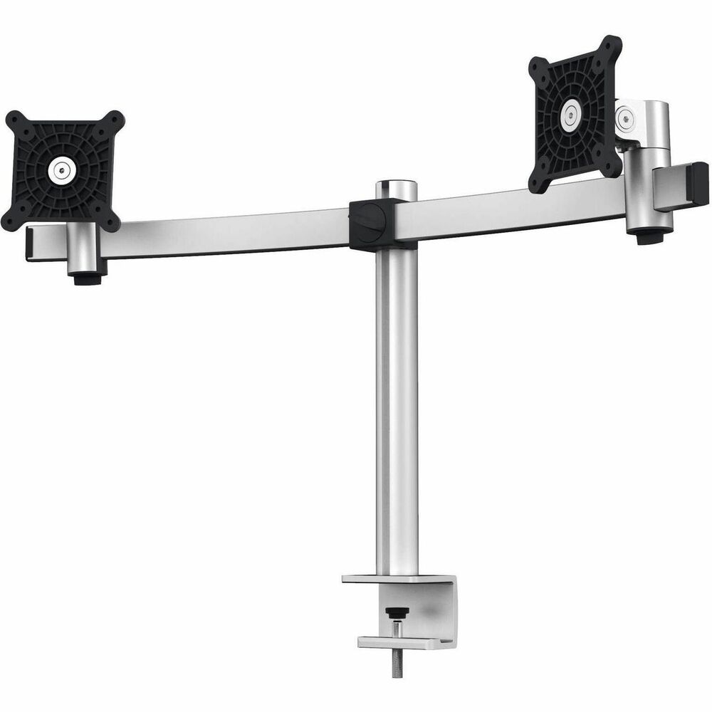 DBL508523 - Dual Monitor Mount features movable arms to offer a flexible solution for your ergonomic workplace. Adjustable arms allow you to control the height, tilt and orientation of your monitors. Safety system protects fingers from jamming between the moving components. Five individually attachable, cable clips ensure orderly cable management. High-quality construction is made of durable components for a long product life. 360-degree, rotatable monitors allow you to work in portrait or landscape. Monitor mounts fit monitors from 21" to 27" and 6.5 to 17.5 lb. Table clamp fits tables with thicknesses from 1/2" to 1-3/4". More from the Manufacturer