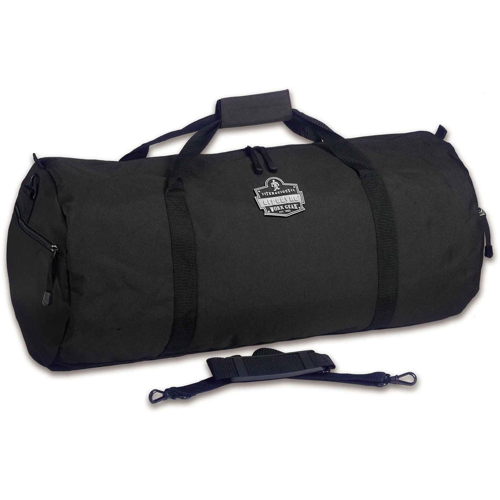 EGO13321 - Arsenal 5020 Medium Standard Gear Duffel Bag is easy to carry and helps organize everything you need for the workday or weekend. Use to store your equipment on the job or gym gear. It also works as a carryon duffel bag while traveling. Lightweight yet durable gear bag with heavy-duty, No. 8 zippers is made with 600 denier polyester and heavy-duty webbing straps to withstand wear and tear for long-lasting performance while it protects your valuables. Keep your essentials clean and dry with the reinforced, water-resistant backing. Easily carry your gear in comfort with the large, heavy-duty, ribbed webbing handles and adjustable padded shoulder strap that is also removable. Large, open main compartment fits all your gear with easy loading and unloading so nothing is left behind. Duffel bag in black also includes two accessory pockets with zippers on each side that can hold cell phones, headphones, pens, keys and other small parts to keep them easily accessible.