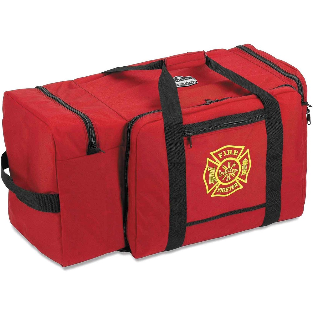 EGO13005 - Arsenal 5005 Firefighter Turnout Bag is designed to organize and haul bulky firefighter gear, work gear, tower climber safety equipment and more. Made with double-coated 1000D nylon, it resists punctures, tears and abrasions for long-lasting use in harsh environments. Double-coated, water-repellant polyurethane interior keeps gear dry. Main clamshell compartment is large enough to store firefighter gear and boots while the zippered side pouch fits a firefighter helmet, safety hard hat or SCBA mask. Adjustable shoulder strap and quick-grab top handle make it comfortable to transport heavy gear. Three additional exterior pockets allow convenient storage of personal items. This fire-and-rescue duffel bag is ideal for protecting and transporting daily use gear, particularly for volunteer firefighters, EMS medical personnel, tower safety climbers and more. Capacity is 31.4 gallons (119 liters).