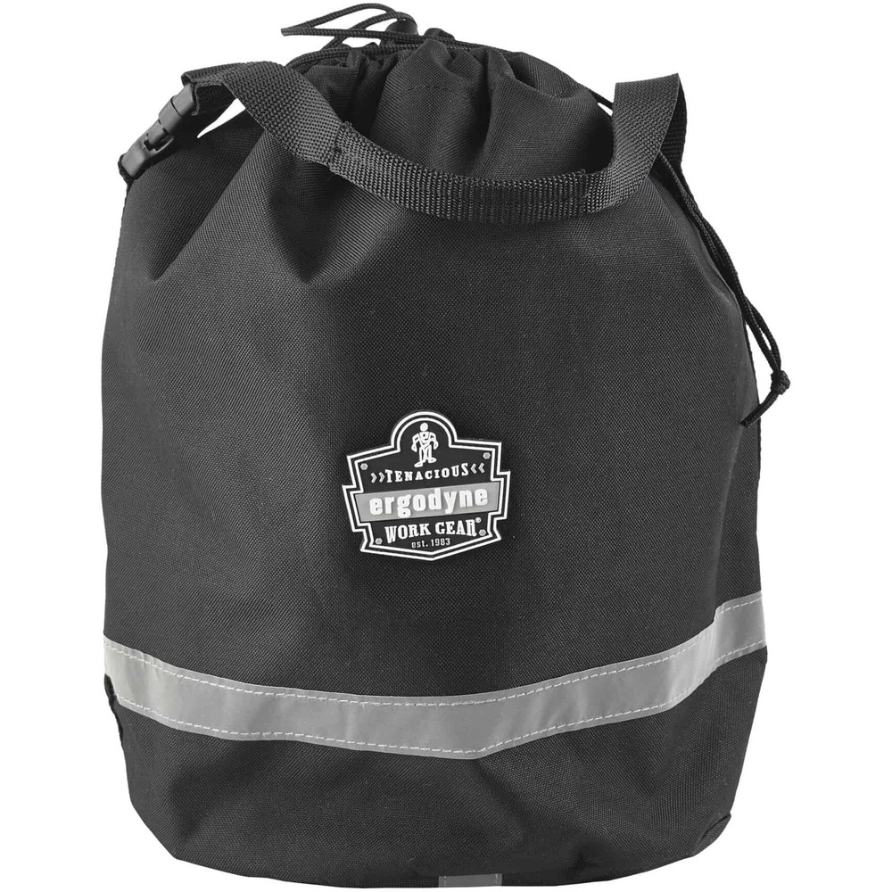 EGO13130 - Arsenal 5130 Fall Protection Gear Bag stores fall protection equipment. Drawstring opening and barrel lock allows easy access and reliable closure. Flap protects your equipment from dust-filled environments. Reflective stripe near the bottom offers better visibility. Gear bag is made with 600D polyester and grommeted drain hole. Easily carry with webbing strap handle. Fall protection equipment is not included.