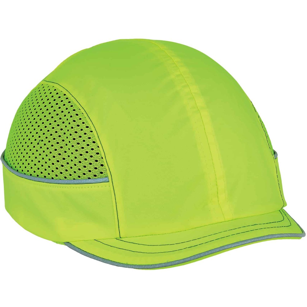 EGO23331 - Skullerz 8950 Bump Cap Hat with micro brim is comfortable and stylish with an impact-resistant, ABS plastic shell for protection against bumps, scrapes, bruises and other minor head injuries. Removable bump cap insert features a patented flanged design and foam cushioning liner for comfort and breathability. Reflective piping keeps workers safe and seen in low-light situations. This safety bump cap meets the EN 812-2012 standard for industrial bump caps. Not bulky like a hard hat, bump caps are typically worn in spaces where worker-generated impact head protection is needed, like low ceilings, beams, low pipes and other bump hazards. They are ideal for mechanics and airline baggage handlers as well as workers in factories, in-home services and other industries that do not require safety hard hat protection but work in areas with low beams, pipes, passageways or other low-hanging obstructions.