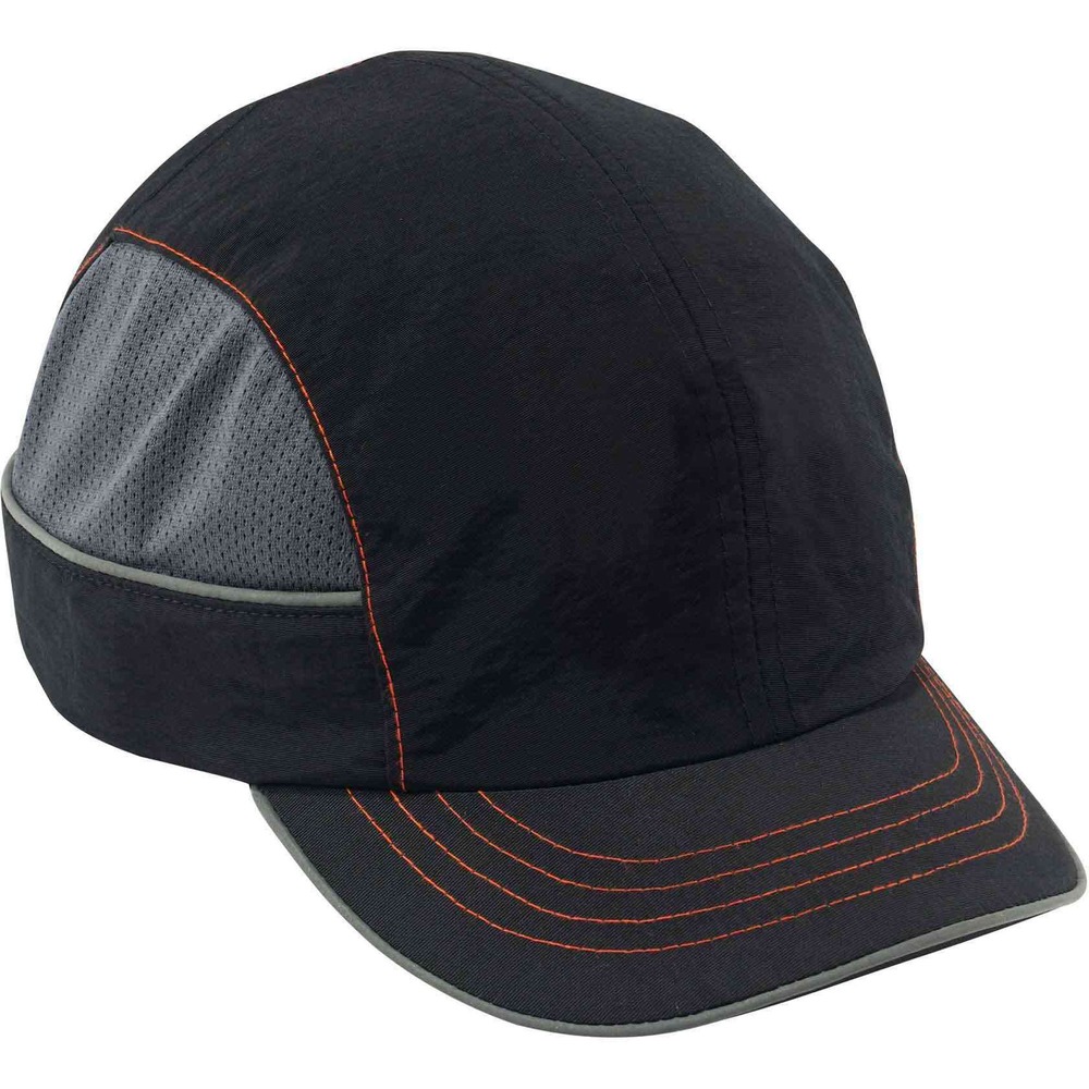 EGO23346 - Skullerz 8950XL Bump Cap Hat with short brim is comfortable and stylish with an impact-resistant, ABS plastic shell for protection against bumps, scrapes, bruises and other minor head injuries. Extra-large size is specifically designed to fit larger heads and hairstyles. Removable bump cap insert features a patented flanged design and foam cushioning liner for comfort and breathability. Reflective piping keeps workers safe and seen in low-light situations. This safety bump cap meets the EN 812-2012 standard for industrial bump caps. Not bulky like a hard hat, bump caps are typically worn in spaces where worker-generated impact head protection is needed, like low ceilings, beams, low pipes and other bump hazards. They are ideal for mechanics and airline baggage handlers as well as workers in factories, in-home services and other industries that do not require safety hard hat protection but work in areas with low beams, pipes, passageways or other low-hanging obstructions.