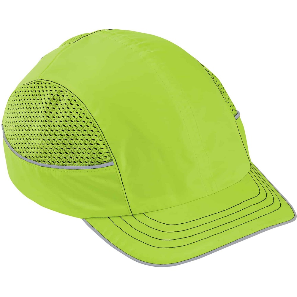 EGO23333 - Skullerz 8950 Bump Cap Hat with short brim is comfortable and stylish with an impact-resistant, ABS plastic shell for protection against bumps, scrapes, bruises and other minor head injuries. Removable bump cap insert features a patented flanged design and foam cushioning liner for comfort and breathability. Reflective piping keeps workers safe and seen in low-light situations. This safety bump cap meets the EN 812-2012 standard for industrial bump caps. Not bulky like a hard hat, bump caps are typically worn in spaces where worker-generated impact head protection is needed, like low ceilings, beams, low pipes and other bump hazards. They are ideal for mechanics and airline baggage handlers as well as workers in factories, in-home services and other industries that do not require safety hard hat protection but work in areas with low beams, pipes, passageways or other low-hanging obstructions.