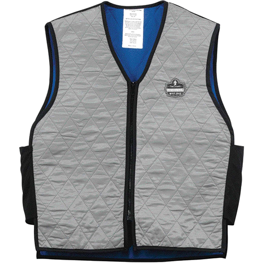 EGO12545 - The Chill-Its 6665 Evaporative Cooling Vest is made with an advanced polymer-embedded fabric to provide workers with immediate core-cooling relief from the heat. It is made of comfortable and durable, quilted nylon exterior with mesh side panels for ventilation and stretch. For best results, wear this lightweight, body-cooling vest over a T-shirt. Water-repellant liner keeps the interior of the vest as dry as possible when activated though you should expect to feel some dampness/wetness. This simple, effective and comfortable solution for heat stress prevention is similar to how sweat cools the body. When activated, this cooling safety vest is comfortable and refreshing for even the hottest days of the year. XLarge size fits chest from 42" to 45".
