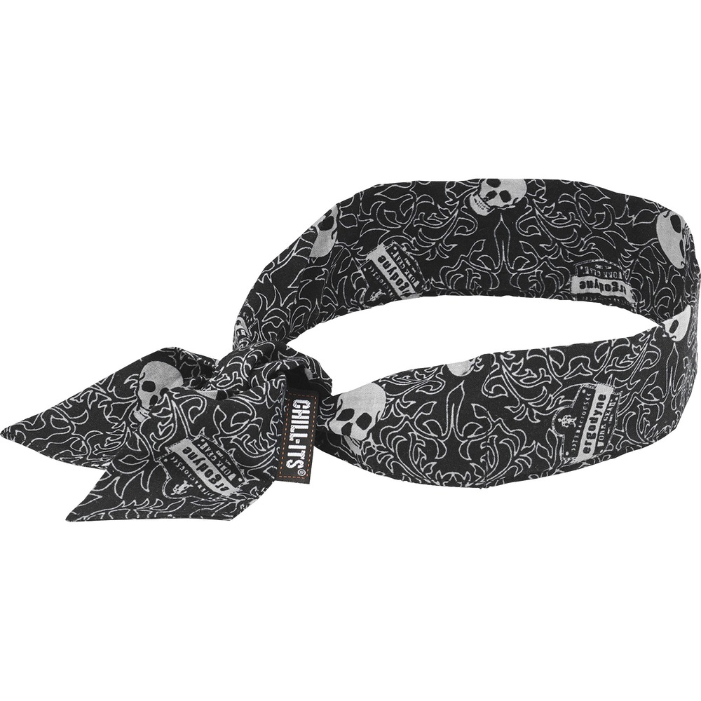 EGO12329 - The Chill-Its 6700CT Cooling Bandana features polymer crystal cooling technology for relief in extreme heat. It quickly activates for up to 4 hours of relief. Lightweight and low-profile, this comfortable cotton bandana is perfect for wear around the neck or under hard hats. A tie closure in the back allows an adjustable, snug fit on a variety of head sizes. This simple, effective and comfortable solution for heat stress prevention is similar to how sweat cools the body. It uses an external water source to draw heat away, helping to regulate body temperature while providing cool relief. When activated, this cooling bandana is comfortable and refreshing for even the hottest days of the year.