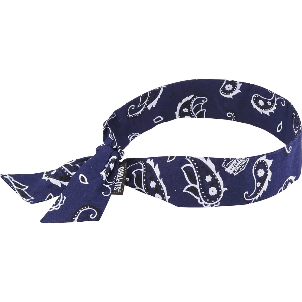 EGO12306 - The Chill-Its 6700CT Cooling Bandana features polymer crystal cooling technology for relief in extreme heat. It quickly activates for up to 4 hours of relief. Lightweight and low-profile, this comfortable cotton bandana is perfect for wear around the neck or under hard hats. A tie closure in the back allows an adjustable, snug fit on a variety of head sizes. This simple, effective and comfortable solution for heat stress prevention is similar to how sweat cools the body. It uses an external water source to draw heat away, helping to regulate body temperature while providing cool relief. When activated, this cooling bandana is comfortable and refreshing for even the hottest days of the year.
