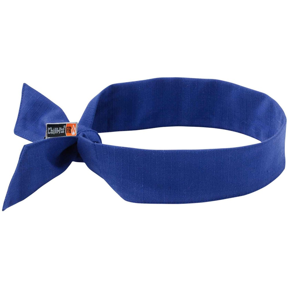 EGO12607 - Chill-Its 6700FR Evaporative FR Cooling Bandana is made with activated acrylic polymers to bring cooling relief along with FR protection. Soak in water for 2 to 5 minutes to activate. Bandana remains hydrated for up to 4 hours. The tie closure in the back allows an adjustable, snug fit on a variety of head sizes. Modacrylic cotton blend fabric meets ASTM F1506 performance requirements (ATPV rating of 7.1 cal/cm2) and classified CAT1 per NFPA 70E. It also meets ASTM F2302 for flame-resistance. This simple, effective and comfortable solution for heat-stress prevention is similar to how sweat cools the body. It uses an external water source to draw heat away, helping to regulate body temperature while providing cool relief. When activated, this cooling bandana is comfortable and refreshing for even the hottest days of the year.