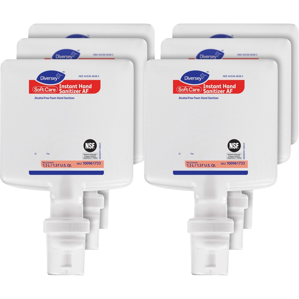 DVO100961733CT - Made for Diversey IntelliCare Dispensers, this Soft Care Instant Hand Sanitizer AF offers an alcohol-free formulation for use where alcohol-based hand sanitizers are a concern. Benzalkonium chloride-based hand sanitizer is enriched with skin-conditioning emollients to keep skin soft and protected against irritation but leaves no sticky residues. Safe, quick and effective hand rub helps reduce the spread of germs. FDA and NSF E-3 certified for use in food-handling establishments, it is great for use in restrooms and public areas found in retail, food-handling establishments, schools, prisons, healthcare facilities, offices and fitness centers. Dye-free hand sanitizer reduces potential skin irritation and allergic reactions for users with sensitive skin.
