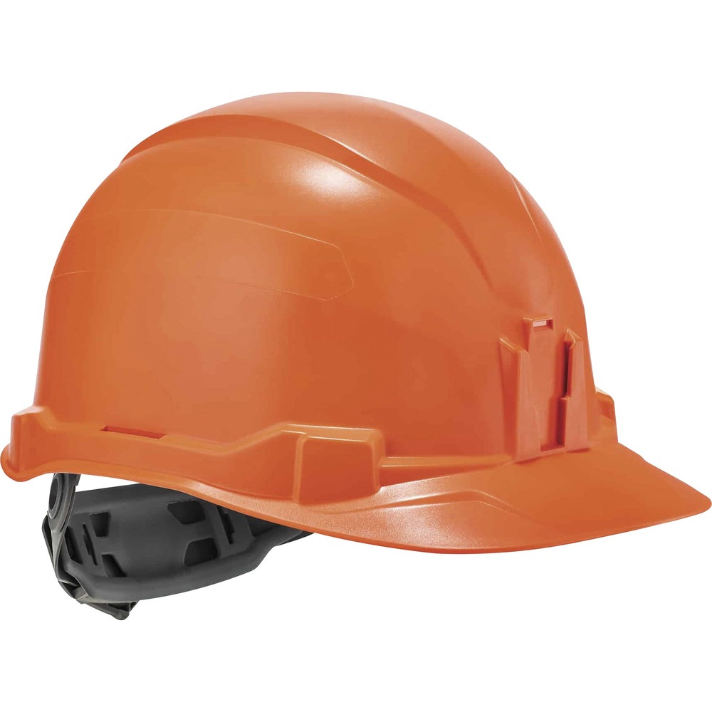 EGO60141 - Skullerz 8970 Class E Cap-Style Hard Hat with four-point ratchet suspension is heavy-duty yet lightweight and comfortable head protection. It is built to protect the top of the head from falling objects or bumping into stationary objects. Removable top pad and padded sweatband that is moisture-wicking odor-resistant line the sides, forehead and top interior. They are made of machine-washable materials. Flexible open frame and four-point suspension improve air circulation. Cap-style hard hat can be worn backwards to improve upward visibility or forward to keep sun and rain away from the eyes. Easy, one-handed adjustment knob pivots to clear bandana or ponytail knots and improve fit. This Class E hard hat is certified and meets requirements of the ANSI Z89.1-2014, CSA Z94.1-15, Type 1, Class E standard. It also features slotted and mounting locations for accessories, such as chin strap, ear protection and face shield. Hard hat fits hat sizes 6-1/2" to 8".