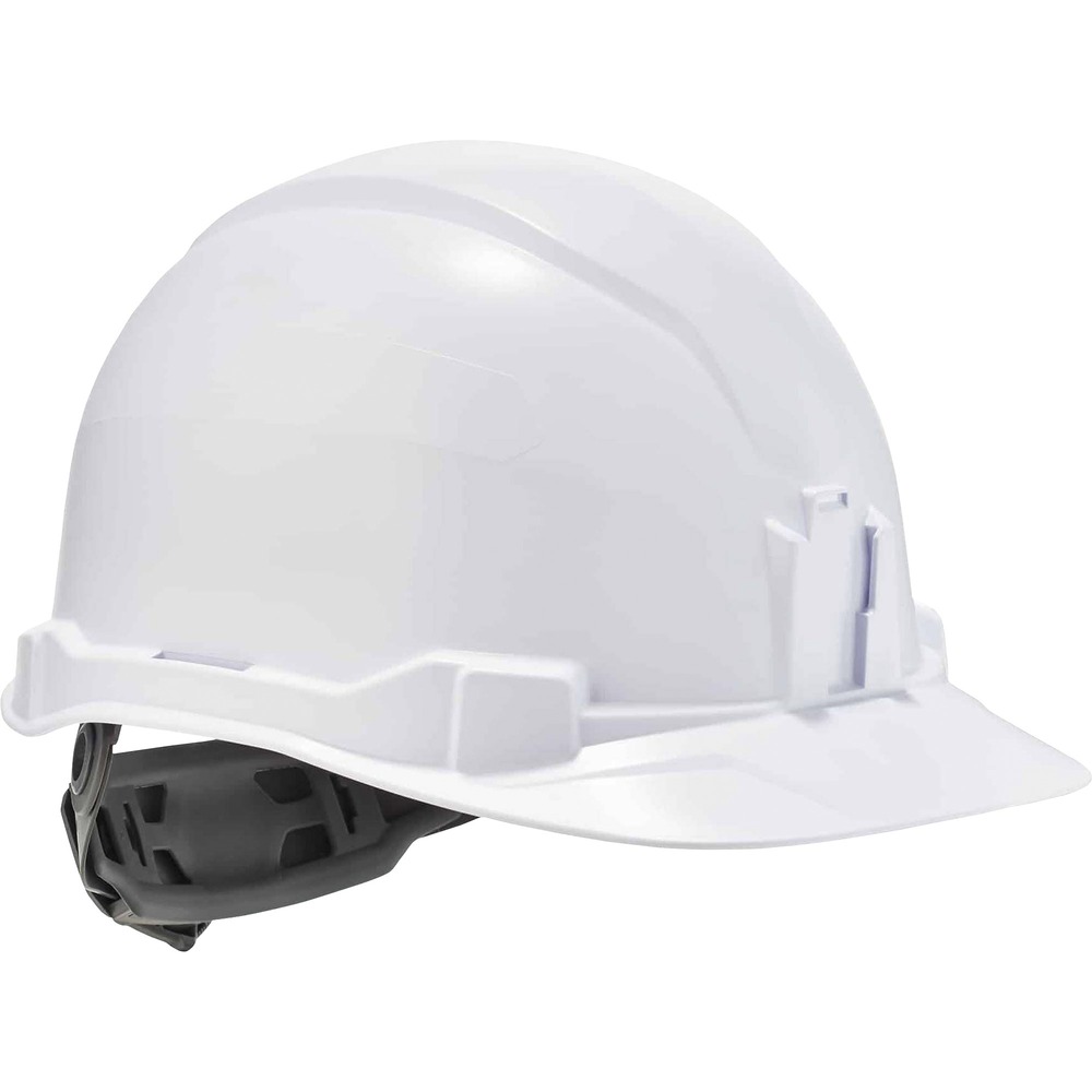 EGO60140 - Skullerz 8970 Class E Cap-Style Hard Hat with four-point ratchet suspension is heavy-duty yet lightweight and comfortable head protection. It is built to protect the top of the head from falling objects or bumping into stationary objects. Removable top pad and padded sweatband that is moisture-wicking odor-resistant line the sides, forehead and top interior. They are made of machine-washable materials. Flexible open frame and four-point suspension improve air circulation. Cap-style hard hat can be worn backwards to improve upward visibility or forward to keep sun and rain away from the eyes. Easy, one-handed adjustment knob pivots to clear bandana or ponytail knots and improve fit. This Class E hard hat is certified and meets requirements of the ANSI Z89.1-2014, CSA Z94.1-15, Type 1, Class E standard. It also features slotted and mounting locations for accessories, such as chin strap, ear protection and face shield. Hard hat fits hat sizes 6-1/2" to 8".