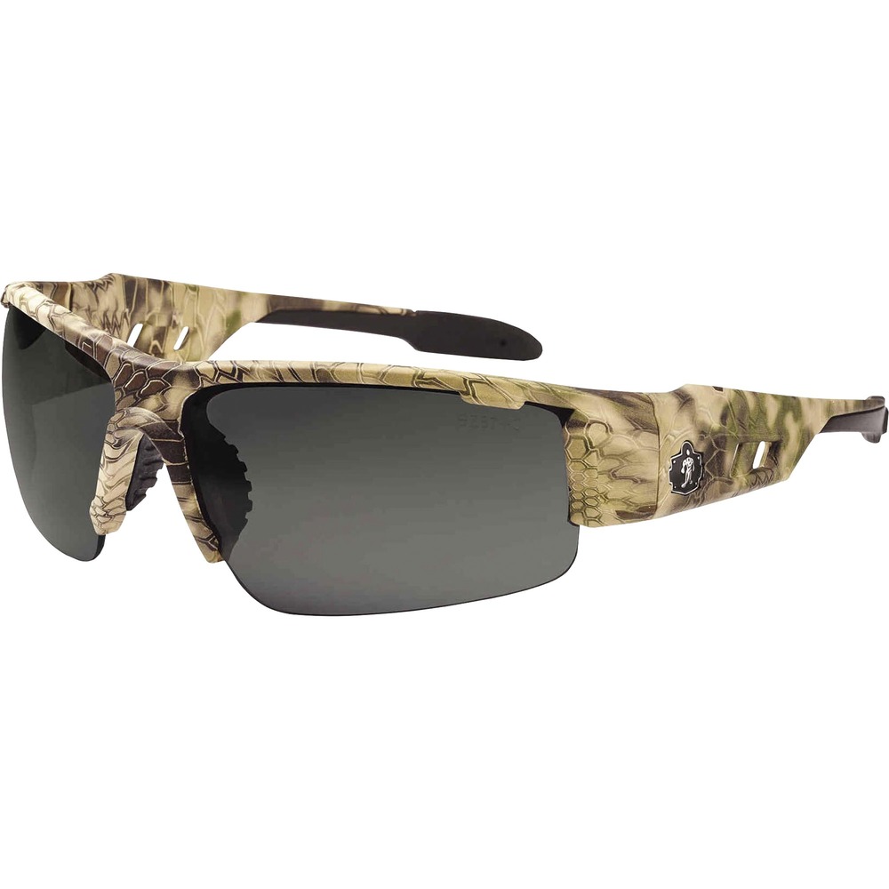 EGO52333 - Skullerz Dagr Safety Glasses feature a tough, scratch-resistant lens that filters 99.9 percent of harmful UVA, UVB and UVC rays to keep your eyes safe in the sun. Blade-style design is a sleek and sporty look - perfect both on the job or off. Half-blade frame offers improved lower and peripheral vision. These protective, work safety sunglasses are military tested and ANSI Compliant. Smoke Fog-off Lens is ideal for outdoors and bright light. Permanent, anti-fog treatment delivers fog-free viewing at all times and will not wash or wear off. Durable, nylon frame bends and flexes without breaking. Nonslip, rubber nose piece and rubber temples keep the glasses secure and resist sweat. Temple accessory slot lets you add accessories while improving airflow. Frame width is 146mm.