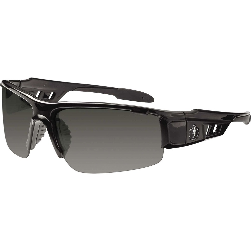 EGO52033 - Skullerz Dagr Safety Glasses feature a tough, scratch-resistant lens that filters 99.9 percent of harmful UVA, UVB and UVC rays to keep your eyes safe in the sun. Blade-style design is a sleek and sporty look - perfect both on the job or off. Half-blade frame offers improved lower and peripheral vision. These protective, work safety sunglasses are military tested and ANSI Compliant. Smoke Fog-off Lens is ideal for outdoors and bright light. Permanent, anti-fog treatment delivers fog-free viewing at all times and will not wash or wear off. Durable, nylon frame bends and flexes without breaking. Nonslip, rubber nose piece and rubber temples keep the glasses secure and resist sweat. Temple accessory slot lets you add accessories while improving airflow. Frame width is 146mm.