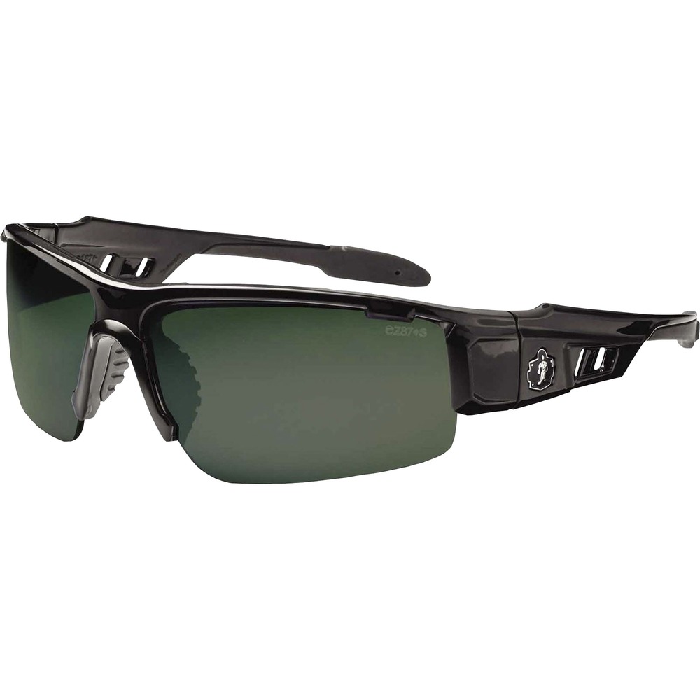 EGO52071 - Skullerz Dagr Safety Glasses feature a tough, scratch-resistant lens that filters 99.9 percent of harmful UVA, UVB and UVC rays to keep your eyes safe in the sun. Blade-style design is a sleek and sporty look - perfect both on the job or off. Half-blade frame offers improved lower and peripheral vision. These protective, work safety sunglasses are military tested and ANSI Compliant. Polarized G15 Lens is ideal for outdoors, bright light and high contrast. Premium coating reduces glare and eye fatigue around water, snow, shiny surfaces and in other bright environments for clearer visibility. Durable, nylon frame bends and flexes without breaking. Nonslip, rubber nose piece and rubber temples keep the glasses secure and resist sweat. Temple accessory slot lets you add accessories while improving airflow. Frame width is 146mm.