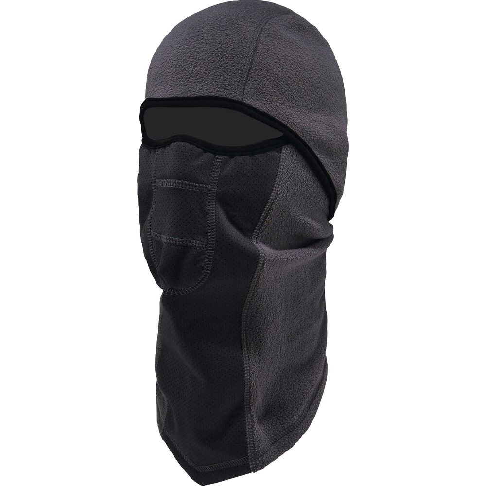 EGO16835 - The N-Ferno Wind-proof Hinged Balaclava Face Mask delivers the cold-blocking protection of a full face mask but can also be worn as a neck gaiter or face shield. Unique hinged design allows you to adjust the amount of coverage you need depending on the weather. Made from stretchable, breathable fleece, face mask offers a comfortable fit that seals out the cold. Wind-resistant fabric covers the nose, mouth and neck for added warmth where you need it most. Long length provides full head and neck coverage that easily tucks into jackets. Align mesh panel over mouth for easy breathing. Reflective accents add visibility at night or in low-light conditions. One size fits most and can be worn alone or under hard hats, ski helmets or other head protection. This washable face mask is perfect for construction, freight/baggage, drilling/mining, oil/gas refining, iron/steel work, delivery/service, landscaping/grounds, cold storage/warehousing and material handling.