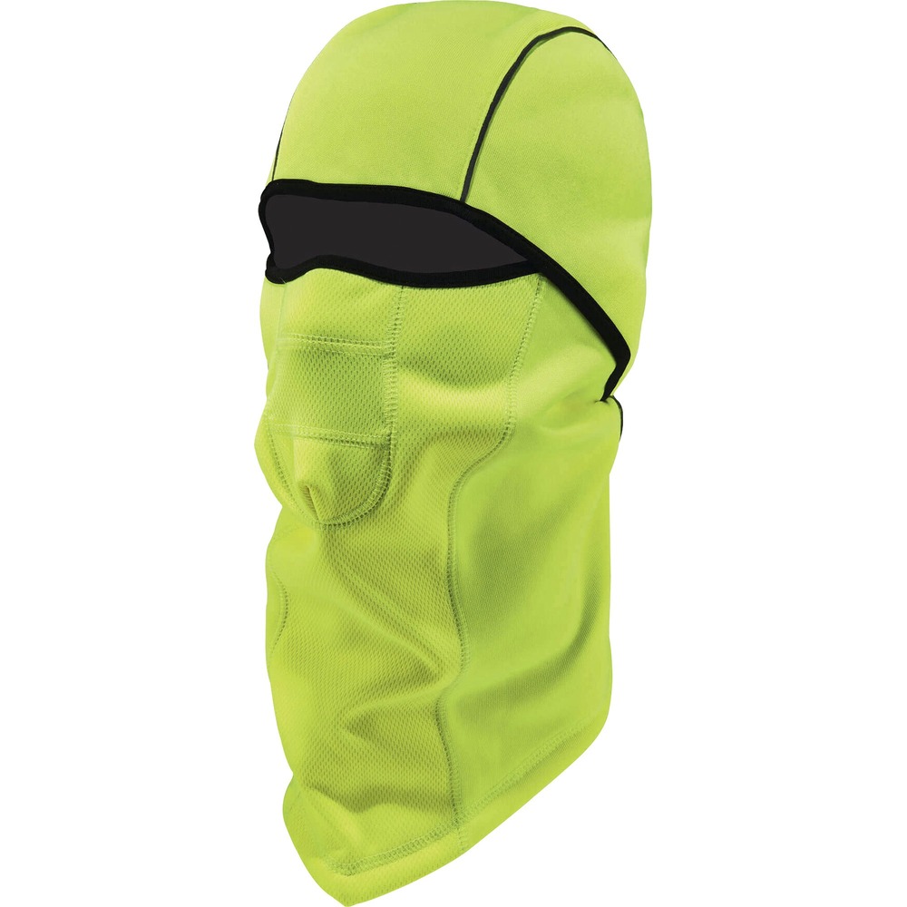 EGO16834 - The N-Ferno Wind-proof Hinged Balaclava Face Mask delivers the cold-blocking protection of a full face mask but can also be worn as a neck gaiter or face shield. Unique hinged design allows you to adjust the amount of coverage you need depending on the weather. Made from stretchable, breathable fleece, face mask offers a comfortable fit that seals out the cold. Wind-resistant fabric covers the nose, mouth and neck for added warmth where you need it most. Long length provides full head and neck coverage that easily tucks into jackets. Align mesh panel over mouth for easy breathing. Reflective accents add visibility at night or in low-light conditions. One size fits most and can be worn alone or under hard hats, ski helmets or other head protection. This washable face mask is perfect for construction, freight/baggage, drilling/mining, oil/gas refining, iron/steel work, delivery/service, landscaping/grounds, cold storage/warehousing and material handling.