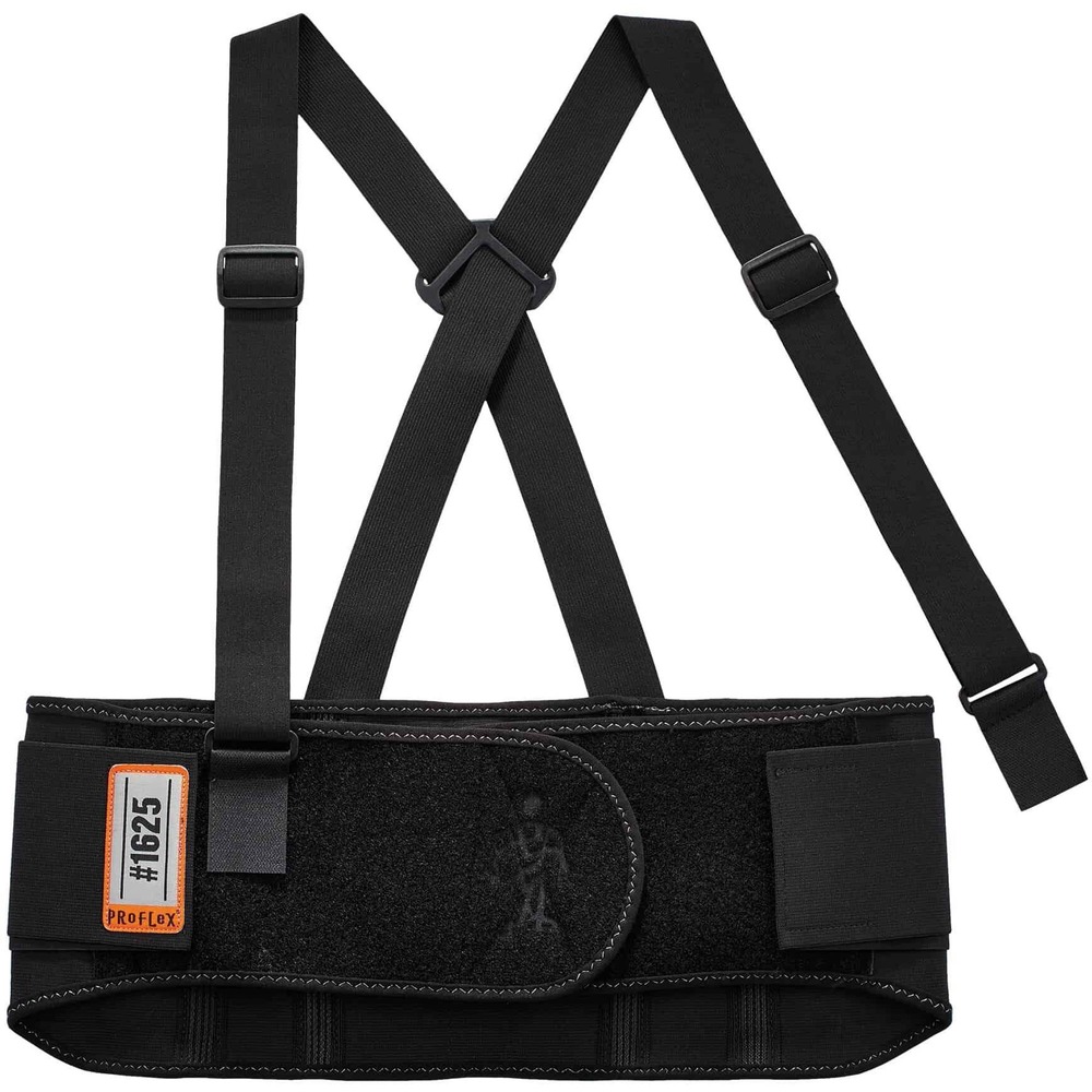 EGO11112 - ProFlex 1625 Standard Elastic Back Support Brace is designed to remind workers of proper lifting techniques while also enhancing the body's intra-abdominal pressure, moving the stress away from the spine for back pain relief. Flexible and breathable, the premium, all-elastic, 7-1/2" body delivers extra-firm support to help lessen lumbar strain and address chronic back pain. Contoured, high-cut front panel allows easy mobility and a comfortable fit for all-day wear. Stays are made of nonconductive polypropylene for long-lasting integrity. Adjustable, outer elastic panels pull snug before lifting to provide the exact fit and desired level of tension. Adjustable, removable, shoulder straps keep the belt on standby until the next lift. Machine-washable brace fits waists from 25" to 30".