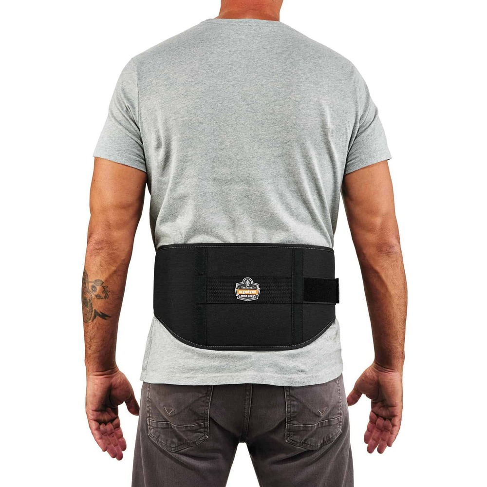 EGO11475 - ProFlex 1500 Weight Lifters Style Back Support Brace offers rigid support that is ideal for overhead lifting. As part of the ProFlex line, it is made to reduce the risk of back injuries by providing lower back and abdominal support when you lift. Wearing the back support reminds you to use the proper lifting techniques. Design includes rigid, foam lumbar pad and durable, laminated nylon body fabric that is made with 900D foam. Brace fits waists from 42" to 46".