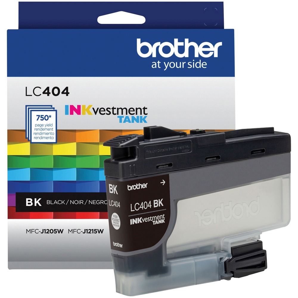 BRTLC404BKS - INKvestment Tank Ink Cartridge produces high-quality, sharp prints with vivid colors that withstand the test of time. It intelligently engineered to work seamlessly with your Brother INKvestment Tank inkjet printer to deliver outstanding results and reliable performance in your Brother Color Inkjet Printers MFC-J1205W, MFC-J1205W XL and MFC-J1215W. Front-loading ink cartridge continually supplies ink to the internal tank. To refill, simply take out the empty cartridge, plug in a replacement and get back to printing with no waiting and no mess. Enjoy superior inkjet print quality and reliable performance for up to 750 pages with this standard-yield cartridge. More from the Manufacturer