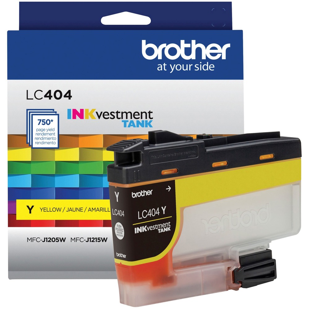 BRTLC404YS - INKvestment Tank Ink Cartridge produces high-quality, sharp prints with vivid colors that withstand the test of time. It intelligently engineered to work seamlessly with your Brother INKvestment Tank inkjet printer to deliver outstanding results and reliable performance in your Brother Color Inkjet Printers MFC-J1205W, MFC-J1205W XL and MFC-J1215W. Front-loading ink cartridge continually supplies ink to the internal tank. To refill, simply take out the empty cartridge, plug in a replacement and get back to printing with no waiting and no mess. Enjoy superior inkjet print quality and reliable performance for up to 750 pages with this standard-yield cartridge. More from the Manufacturer