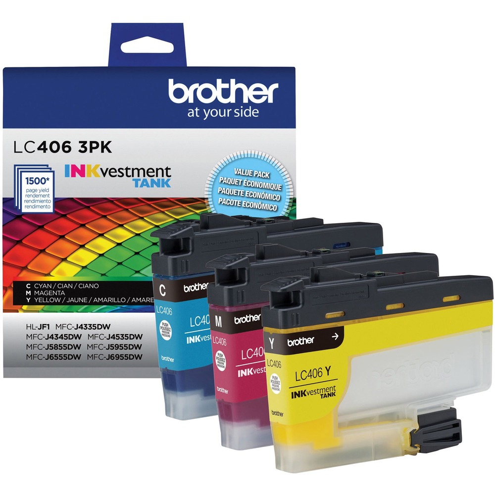 BRTLC4063PKS - INKvestment Tank Ink Cartridge produces high-quality, sharp prints with vivid colors that withstand the test of time. It intelligently engineered to work seamlessly with your Brother INKvestment Tank inkjet printer to deliver outstanding results and reliable performance in your Brother Color Inkjet All-in-One Printers MFC-J4335DW, MFC-J4345DW XL, MFC-J4535DW, MFC-J5855DW, MFC-J5955DW, MFC-J6555DW and MFC-J6955DW. Front-loading ink cartridge continually supplies ink to the internal tank. To refill, simply take out the empty cartridge, plug in a replacement and get back to printing with no waiting and no mess. Enjoy superior inkjet print quality and reliable performance for up to 1,500 pages using each of these standard-yield cartridge. More from the Manufacturer