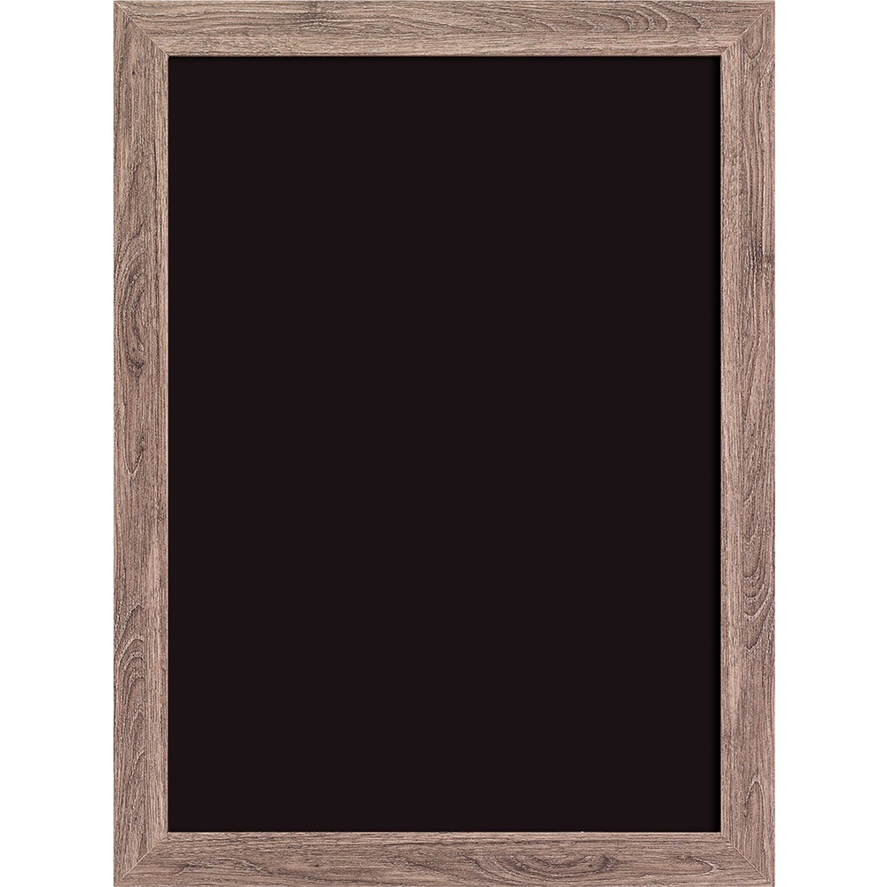 UBR4550U0001 - Decor Magnetic Chalkboard provides a natural, contemporary surface. Rustic, 1-1/2" wide, decorative wood frame made of medium-density fiberboard adds durability and delivers a designer look. Simplified mounting hardware allows vertical or horizontal use. Actual measurements of the board surface are 23" wide x 17" high.