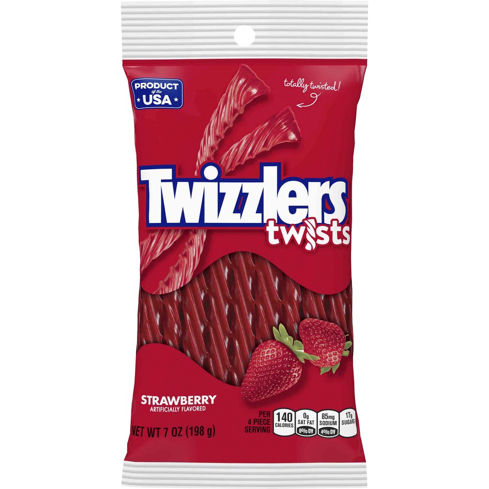 HRS54402 - Strawberry Twizzlers give your mouth something to smile about. They are low in fat while providing loads of strawberry taste. Popular licorice sticks are a great treat for the breakroom.