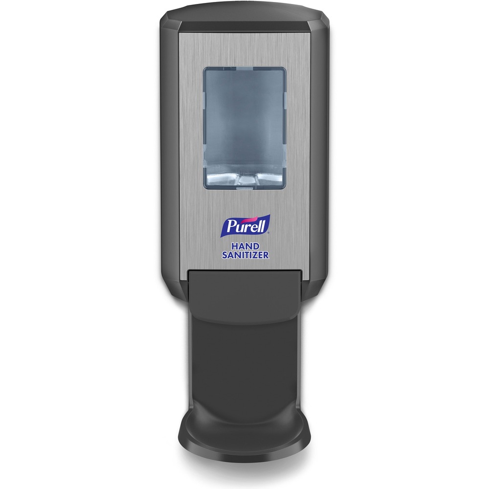 GOJ512401 - Push-style, hand sanitizer dispenser is reliable and easy to maintain with no batteries to change. Large sight window makes it easy to check refill level. AT-A-GLANCE refills provide the easiest way to see when refills need to be changed. Use the PURELL CS4 Hand Sanitizer Dispenser with 1200 ml. PURELL Hand Sanitizer refills. Sanitary Sealed PET refill bottle features a removable collar for easy recycling. The Lock or Not technology can convert the sanitizer dispenser to a locking system. Fully ADA-compliant dispenser is made of durable ABS plastic. It mounts to the wall with included adhesive tape or hardware. Mounting clearance is 8" from bottom of the dispenser to the surface. Multiple hole pattern allows use of existing wall holes. More from the Manufacturer