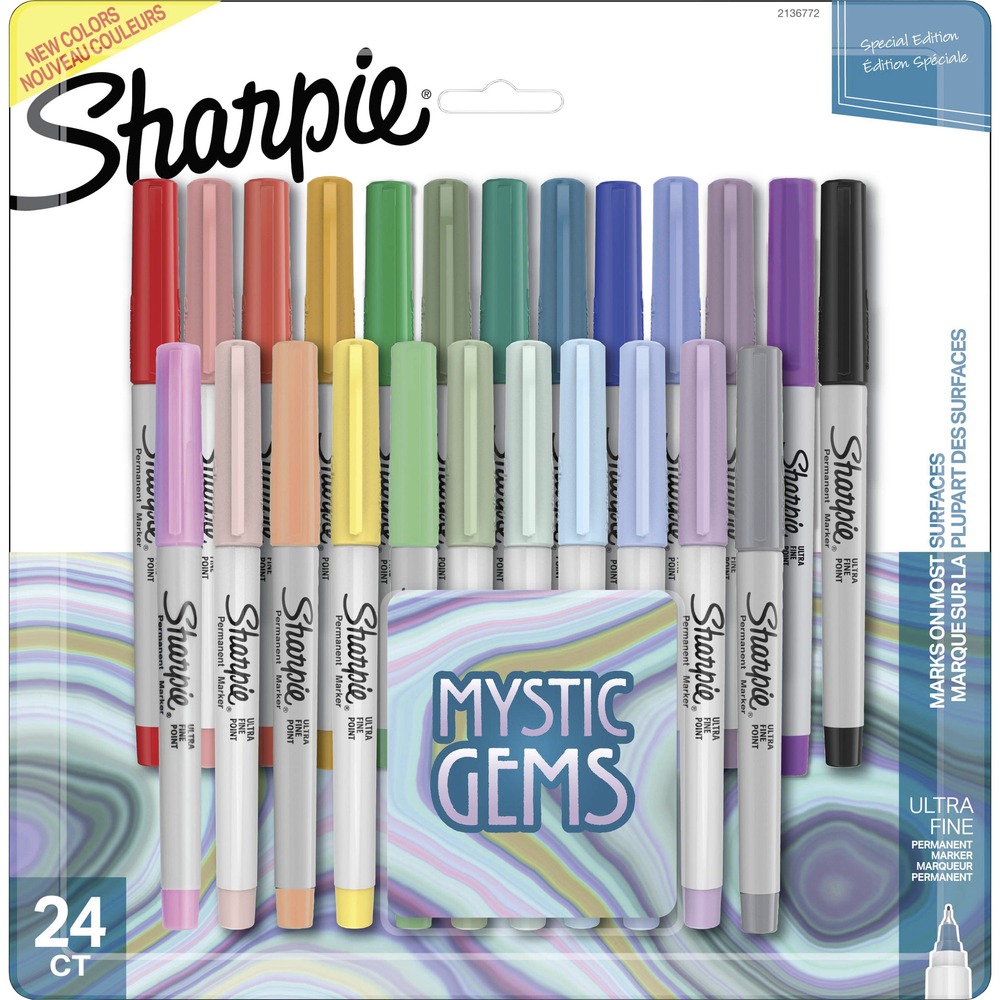 SAN2136772 - Made to mark practically anywhere, these Permanent Markers inspire you to transform ordinary surfaces into creative statements. With special-edition Mystic Gem colors, these Sharpie Markers combine soft pastels with darker, natural colors for vibrant marks inspired by the dynamic energy of gemstones. More from the Manufacturer