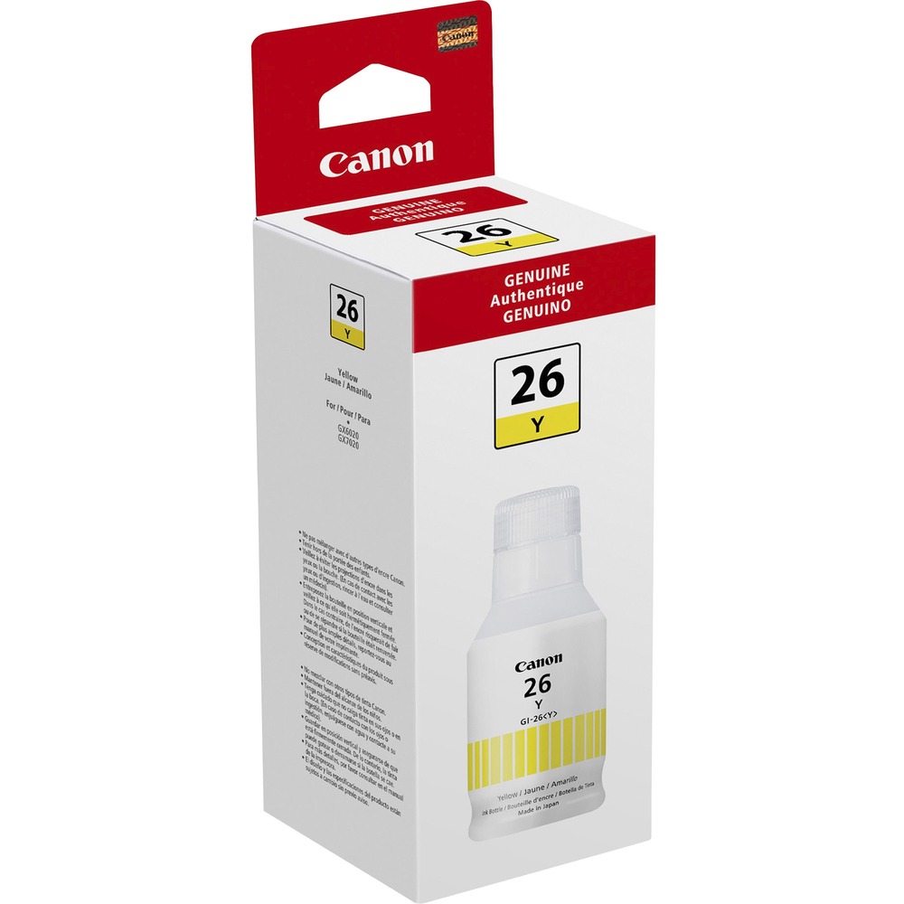 CNMGI26Y - Pigment ink for select Canon MAXIFY MegaTank printers delivers sharp, crisp color documents. No-squeeze bottle is easy to use. Specialized Keyed Bottle shape is designed so each color only fits and fills the correct ink tank. Genuine Canon inks provide peak performance that is specifically designed for compatible Canon printers. This high-yield bottle of pigment ink is made for use in MAXIFY GX7020 and GX6020 Wireless MegaTank All-in-One Printers. It yields approximately 14,000 pages.