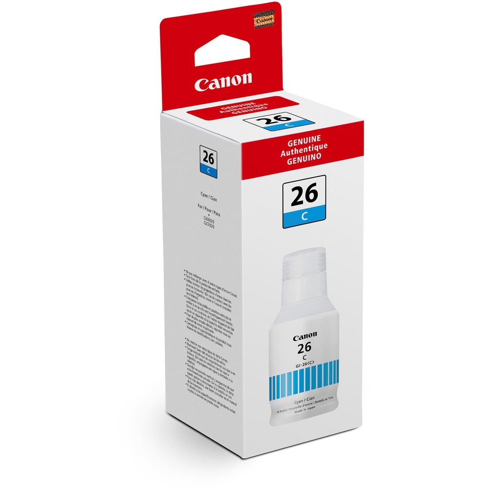 CNMGI26C - Pigment ink for select Canon MAXIFY MegaTank printers delivers sharp, crisp color documents. No-squeeze bottle is easy to use. Specialized Keyed Bottle shape is designed so each color only fits and fills the correct ink tank. Genuine Canon inks provide peak performance that is specifically designed for compatible Canon printers. This high-yield bottle of pigment ink is made for use in MAXIFY GX7020 and GX6020 Wireless MegaTank All-in-One Printers. It yields approximately 14,000 pages.