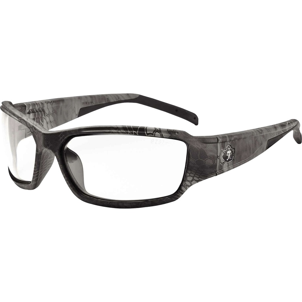 EGO51303 - Thor Anti-Fog Lens Safety Glasses feature tough, scratch-resistant lenses that filter 99.9 percent of harmful UVA, UVB and UVC rays to keep your eyes protected from the sun. Sleek, blade-style design provides a sporty look. Durable frames bend and flex without breaking. Sweat-resistant, flexible, rubber temples and nonslip nose offer a comfortable fit for all-day wear. Anti-fog glasses with Fog-Off treatment won't wash off or wear off for fog-free viewing no matter what you're doing. Lenses won't fog up while wearing a dust mask. They're perfect for indoor, low-light and nighttime conditions. Impact-resistant glasses are tested and approved by ANSI Z87.1 plus for High Velocity Impact Protection and meet CSA Z94.3 requirements. Glasses are also MIL-PRF 32432 approved for ballistic impact by withstanding a steel projectile shot from 660' away at 201m per second.