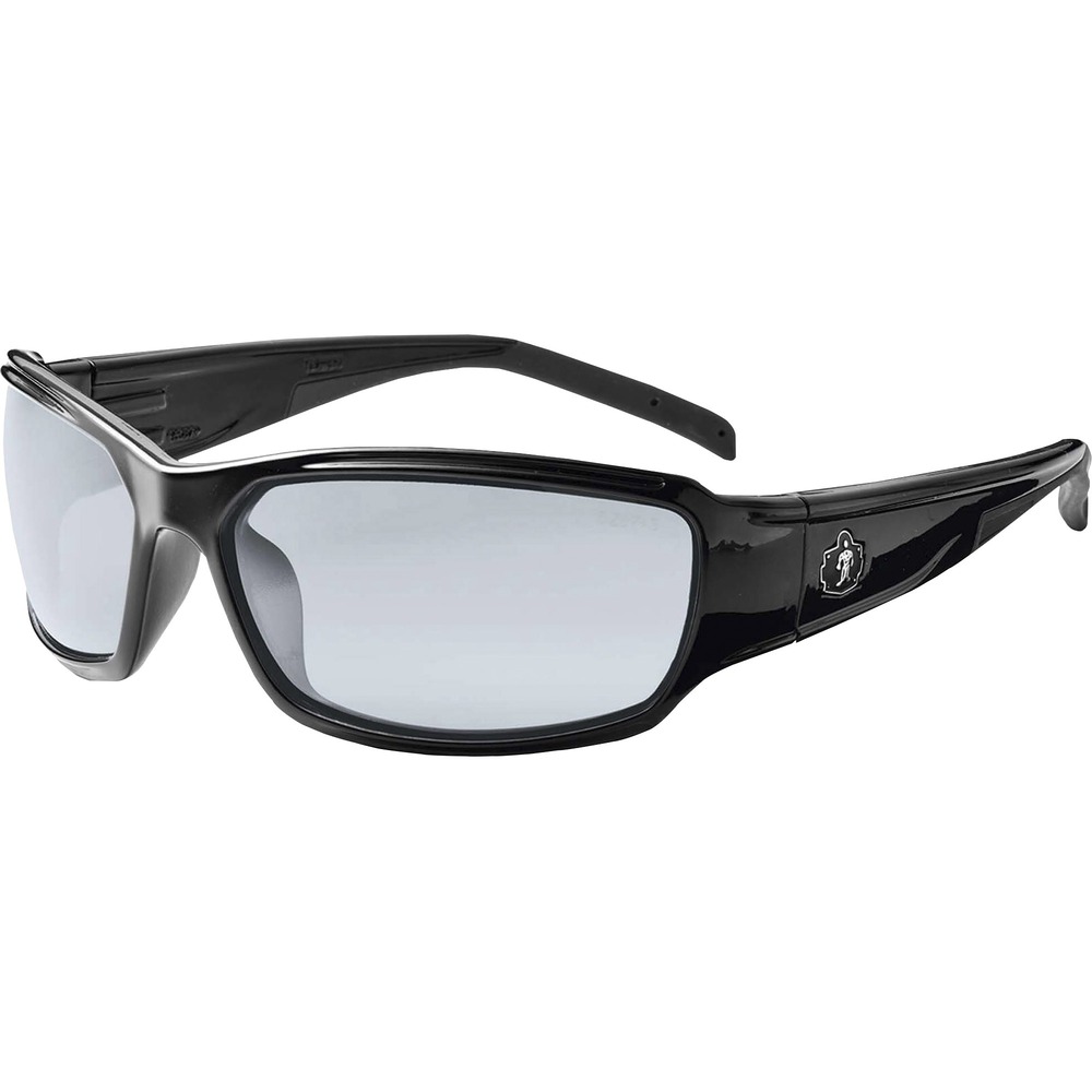 EGO51083 - Thor Anti-Fog In/Outdoor Lens Safety Glasses feature tough, scratch-resistant lenses that filter 99.9 percent of harmful UVA, UVB and UVC rays to keep your eyes protected from the sun. Anti-fog glasses with Fog-Off treatment won't wash off or wear off for fog-free viewing no matter what you're doing. Sleek, blade-style design provides a sporty look. Durable frames bend and flex without breaking. Sweat-resistant, flexible, rubber temples and nonslip nose offer a comfortable fit for all-day wear. Impact-resistant glasses are tested and approved by ANSI Z87.1 plus for High Velocity Impact Protection and meet CSA Z94.3 requirements. Glasses are also MIL-PRF 32432 approved for ballistic impact by withstanding a steel projectile shot from 660' away at 201m per second.