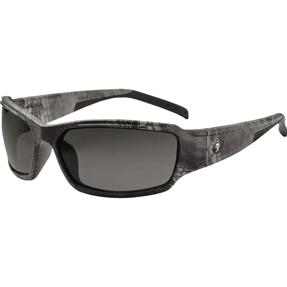 EGO51330 - Thor Smoke Lens Safety Glasses feature tough, scratch-resistant lenses that filter 99.9 percent of harmful UVA, UVB and UVC rays to keep your eyes protected from the sun. Sleek, blade-style design provides a sporty look. Durable frames bend and flex without breaking. Flexible, rubber temples and nonslip nose offer a comfortable fit for all-day wear. Glasses are perfect for outdoors or in bright light. Impact-resistant glasses are tested and approved by ANSI Z87.1 plus for High Velocity Impact Protection and CSA Z94.3. They're MIL-PRF 32432 approved for ballistic impact by withstanding a steel projectile shot from 660' away and 201m per second. Safety sunglasses protect your eyes during outdoor work like construction, carpentry/woodworking or landscaping. They're also great for outdoor hobbies like boating, skiing, fishing, hunting/shooting, sports and more.