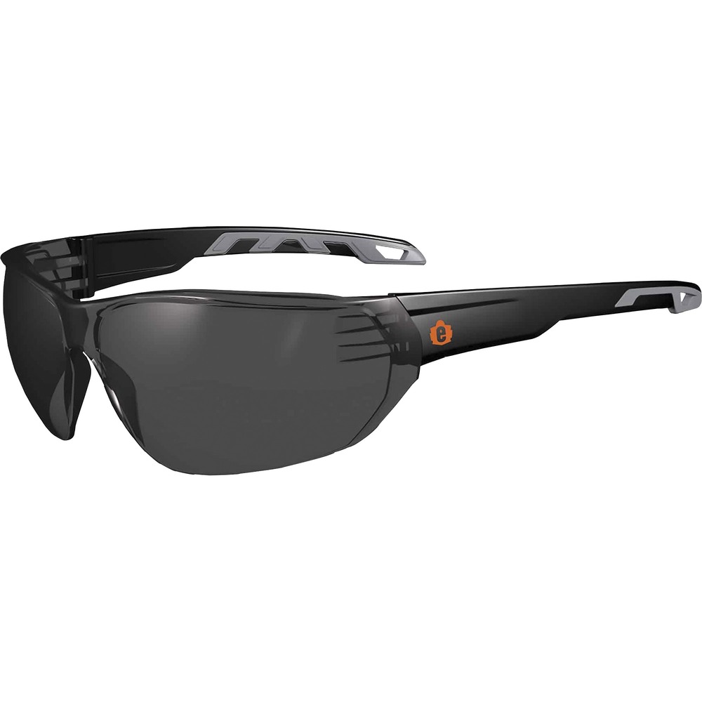 EGO59233 - These lightweight, stylish, VALI Anti-Fog Smoke Lens Safety Glasses feature tough, scratch-resistant lenses that filter 99.9 percent of harmful UVA, UVB and UVC rays. Soft, rubber temples and overmolded rubber ends enhance grip for a nonslip fit. Contoured nose bridge offers a comfortable fit for all-day wear. Frameless design maximizes your field of vision. Anti-fog glasses with Fog-Off treatment won't wash off or wear off for fog-free viewing no matter what you're doing. Lenses won't fog up while wearing a dust mask. Glasses are perfect for outdoor or bright-light conditions. They're tested and approved by ANSI Z87.1 plus for High Velocity Impact Protection. Glasses meet CSA Z94.3 and EN166 impact-resistant requirements.