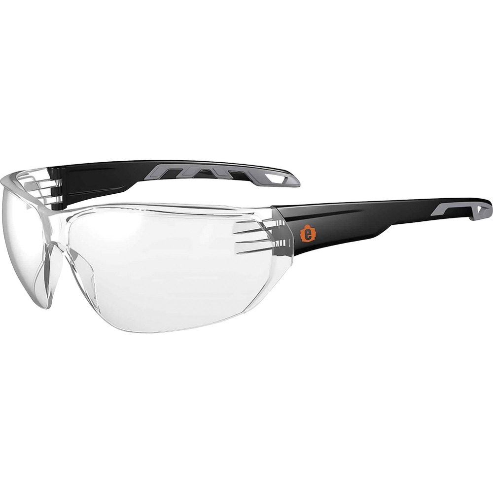 EGO59200 - These lightweight, stylish VALI Clear Lens Safety Glasses feature tough, scratch-resistant lenses that filter 99.9 percent of harmful UVA, UVB and UVC rays. Soft, rubber temples and over-molded rubber ends enhance grip for a nonslip fit. Contoured nose bridge offers a comfortable fit for all-day wear. Frameless design maximizes your field of vision. Glasses are perfect for indoor, low-light or nighttime conditions. They're tested and approved by ANSI Z87.1 plus for High Velocity Impact Protection. Glasses meet CSA Z94.3 and EN166 impact-resistant requirements.