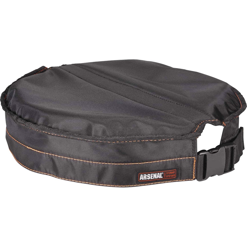 EGO14937 - 5937 Hoist Bucket Top attaches to any Arsenal Extra-Large Hoist Bucket (not included) to keep tools and equipment safe while at the jobsite. YKK Buckle allows easy-on/easy-off access to tools and equipment needed while hoisting the bucket. 900D polyester material is waterproof and difficult to damage so this bucket top endures the most strenuous jobs. Heavy-gauge nylon stitching provides extra support and a unique, eye-popping orange.