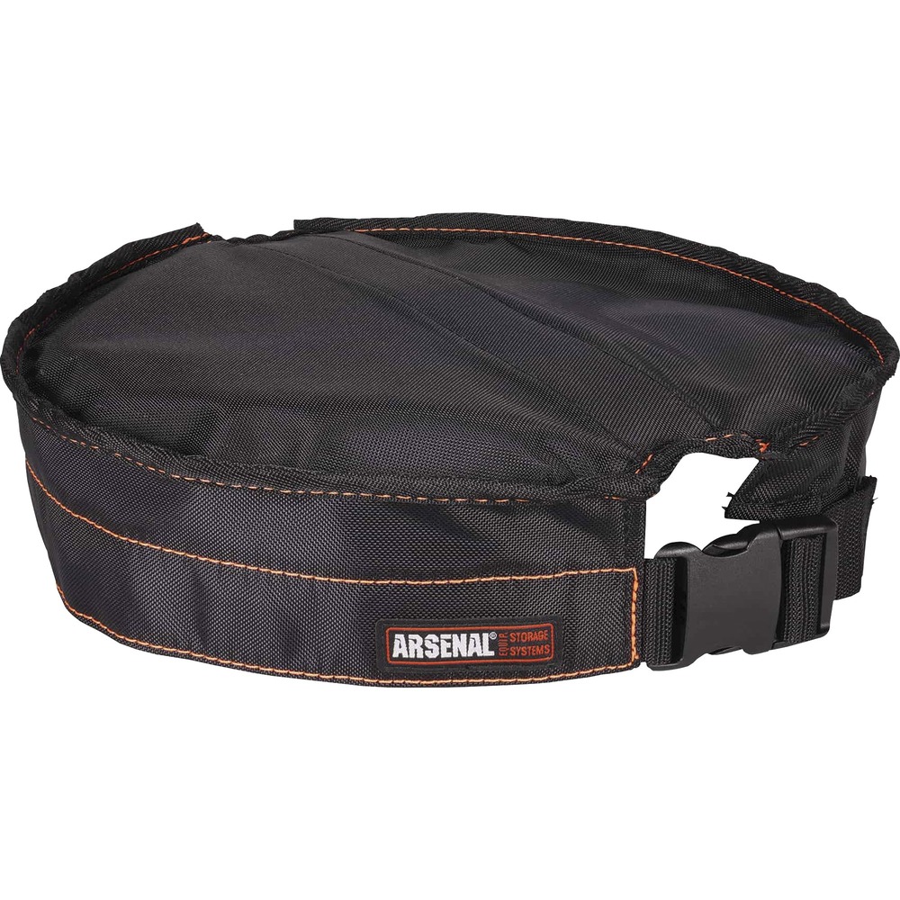 EGO14938 - 5938 Hoist Bucket Top attaches to any Arsenal Large Hoist Bucket (not included) to keep tools and equipment safe while at the jobsite. YKK Buckles allow easy-on/ easy-off access to tools and equipment needed while hoisting the bucket. 900D polyester material is waterproof and difficult to damage so this bucket top endures the most strenuous jobs. Heavy-gauge nylon stitching provides extra support and a unique, eye-popping orange.