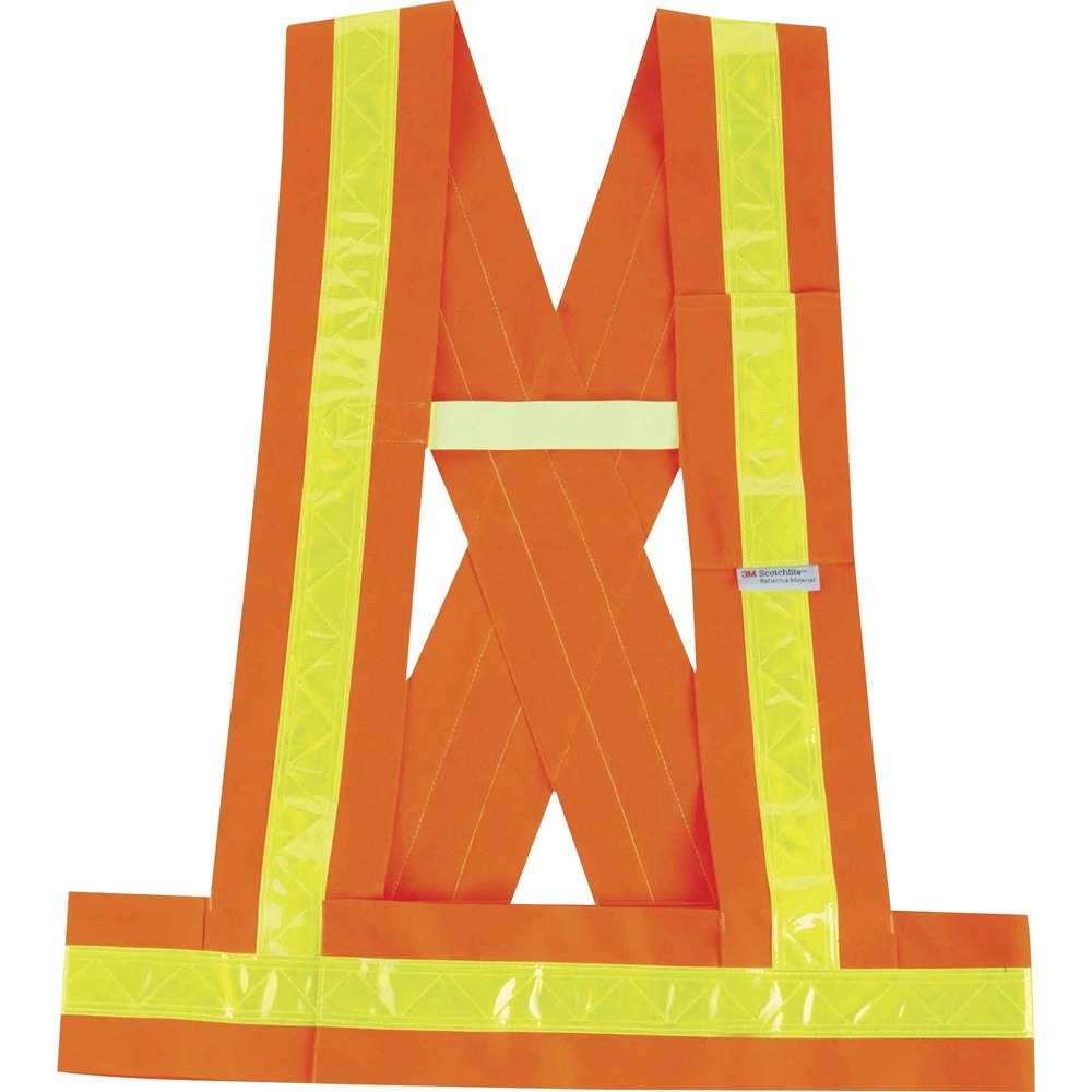 EGO27018 - 8140BA Hi-Vis Safety Sash is a Type O, Class 1-approved protection measure for workers. Lightweight, ANSI-compliant polyester oxford fabric enhances visibility for workers in difficult conditions. X-back design keeps straps in place and highlights your back when facing the other way. Extra layer of 1.375" 3M Scotchlite High Gloss tape reflects light and protects you in the poorest lighting conditions. Easily take off with breakaway shoulders and sides to avoid entanglement. Store small items in outside pocket for quick accessibility.