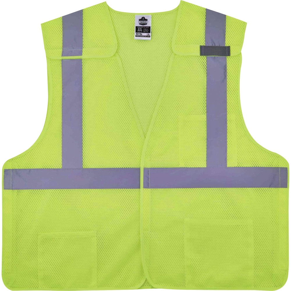 EGO21527 - Made of durable, breathable polyester mesh (3.3 oz), the 8217BA Hi-Vis Safety Vest provides Type R, Class 2-approved, low-light protection for workers. Its 2" reflective tape and fluorescent colors provide maximum visibility and protection against dangerous situations while working. This five-point breakaway vest (shoulders, sides and front) is designed to harmlessly disengage from the body in the event of mechanical entanglement. Safety vest is comfortable and doesn't cause skin irritation thanks to the lower placement of the shoulder breakaway features. Three pockets, one exterior and two interior, provide extra storage space for tools and small equipment to effortlessly carry what you need on the job. Other features include an upper left mic tab that can also be used to hold safety glasses, sunglasses or pens. This safety vest is ideal for flaggers, airport baggage handlers and ground crew, road construction workers and more.