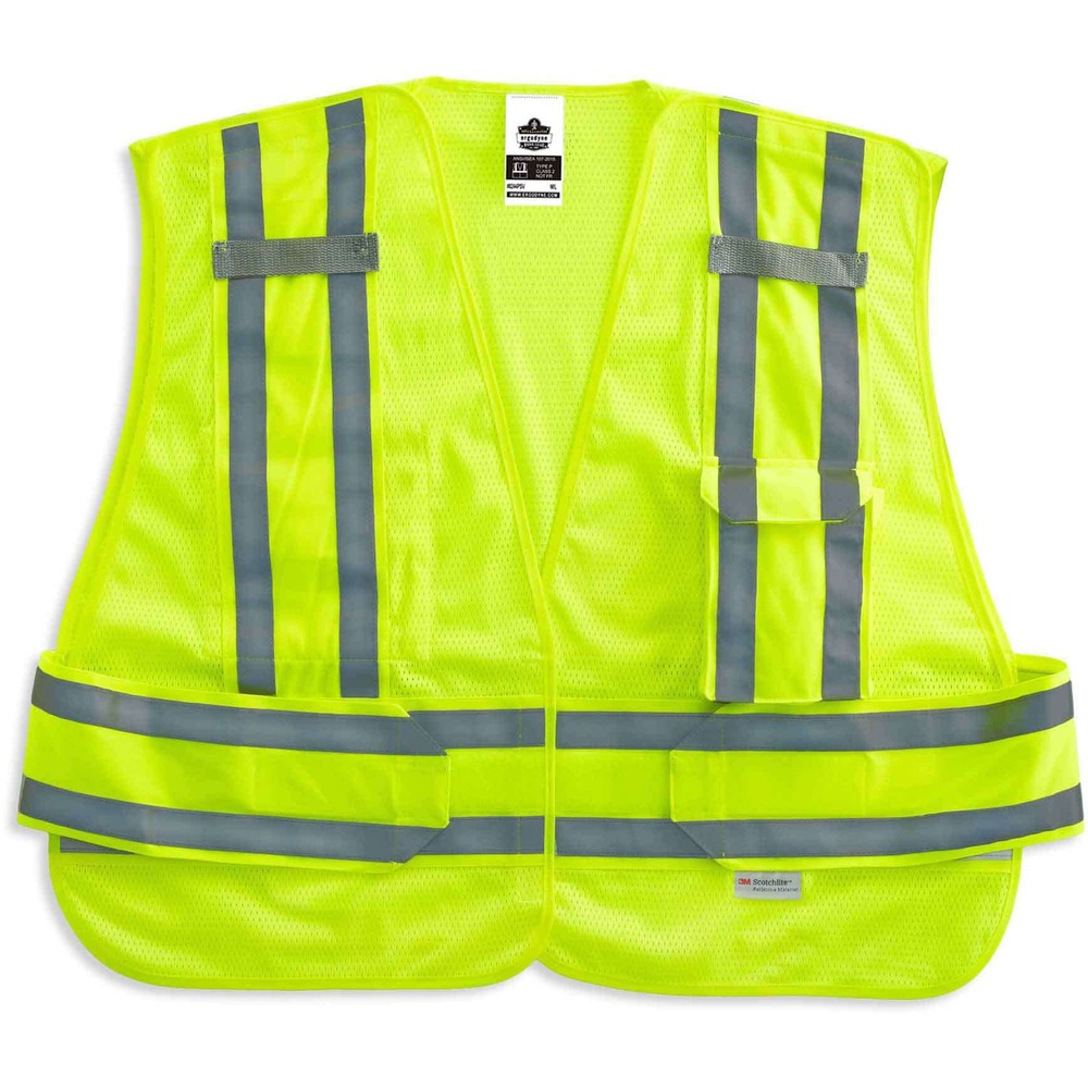 EGO21364 - Made of ANSI-compliant, polyester mesh (3.3 oz), the 8244PSV Expandable Public Safety Vest is Type P, Class 2-approved for worker safety in low-light conditions. Adjustable sides allow an easy, comfortable fit. ANSI-compliant 3M Scotchlite reflective tape and fluorescent color provide maximum visibility and protection. Hook-and-loop breakaway features on shoulders and side easily disentangle vest from dangerous situations. Vest is perfect to wear over turnout gear because it is simple to take on and off and has enough room for bulky clothes. Store and quickly access equipment in outside pocket and divided inside pocket. Safety vest securely holds two radios with the stable mic tabs.