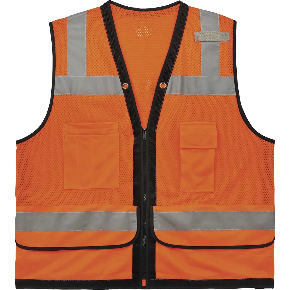 EGO23317 - Made entirely of breathable, polyester mesh, the 8253HDZ Heavy-Duty Surveyors Vest provides high-visibility in poor light conditions. This vest features 2" 3M Scotchlite reflective tape for enhanced, low-light visibility. With two interior and four exterior pockets, this vest provides ample storage for pens, notebooks, tablets and more. Stow your phone in the vest's handy, designated phone pocket. Securely store important documents or a tablet in the zippered back pocket. Attach other work necessities to the lanyard grommet holes made with supportive, structured webbing. Mic tab provides convenient radio access. Zipper closure provides quick, on/off movements. It comes in dual sizing to accommodate different fits and bulky clothing. This reflective safety vest is ideal for anyone requiring Type R, Class 2 apparel, including road construction, baggage handling and municipalities.