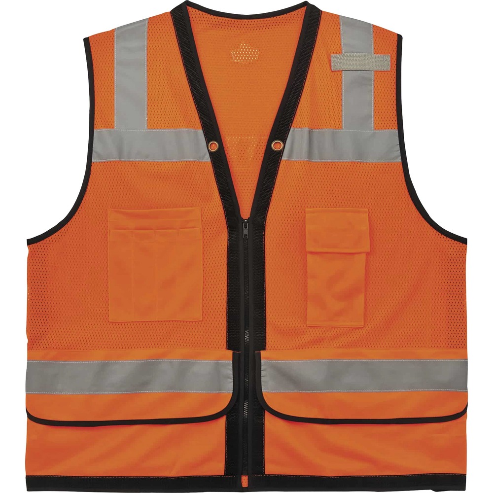 EGO23319 - Made entirely of breathable, polyester mesh, the 8253HDZ Heavy-Duty Surveyors Vest provides high-visibility in poor light conditions. This vest features 2" 3M Scotchlite reflective tape for enhanced, low-light visibility. With two interior and four exterior pockets, this vest provides ample storage for pens, notebooks, tablets and more. Stow your phone in the vest's handy, designated phone pocket. Securely store important documents or a tablet in the zippered back pocket. Attach other work necessities to the lanyard grommet holes made with supportive, structured webbing. Mic tab provides convenient radio access. Zipper closure provides quick, on/off movements. It comes in dual sizing to accommodate different fits and bulky clothing. This reflective safety vest is ideal for anyone requiring Type R, Class 2 apparel, including road construction, baggage handling and municipalities.
