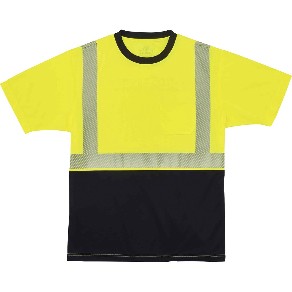 EGO22536 - Made from ANSI-complaint, breathable, bird's eye fabric (4.1 oz), this 8280BK Hi-Vis Performance T-Shirt protects workers in low-light conditions. Its 2" 3M Scotchlite Comfort Trim adds an extra layer of protection by reflecting light in poor visibility. Black panels on front and collar hide dirt, creating a clean, professional look. Store small items for easy access in the outside chest pocket. Stay cool and dry with moisture-wicking treatment that absorbs sweat for all-day comfort. Underarm vents create airflow for a more breathable fit. Avoid sun damage with the 30 plus UPF protection element. T-shirt is Type R, Class 2-approved for high visibility.
