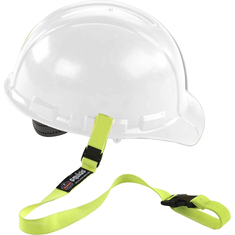 EGO19150 - Hard Hat Lanyards with Buckle securely tether hard hats, small hand tools and tape measures to prevent dropped objects when working at heights. Durable, double-locking buckle clips around captive connection points on fall protection harnesses, safety vests, tool belts, D-rings and more. High-stretch elastic reduces force on the worker if an object is dropped. Safety lanyards connect to the accessory slot or suspension on any hard hat (not included). Lanyards are third-party certified to hold a maximum 2 lb. They meet the ANSI/ISEA 121-2018 standard for dropped object prevention. Tether your hard hat or small gear when working in industries such as construction, telecommunication, oil/gas, power generation, utilities, scaffolding and more.