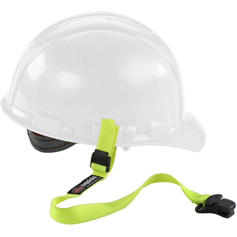 EGO19155 - Hard Hat Lanyards with Clamp securely tether hard hats, small hand tools or other gear weighing up to 2 lb. to prevent dropped objects when working at heights. Durable, quick-connect clamp easily anchors gear to shirts or collars. High-stretch elastic reduces force on the worker if an object is dropped. Lanyards connect to the accessory slot or suspension on any hard hat (not included).