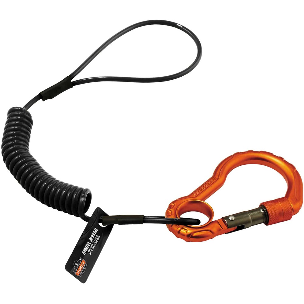 EGO19161 - Coiled Tool Lanyards with Carabiner securely tether hand tools, hard hats and other small gear to prevent dropped objects while working at heights. Lanyards feature a manual-locking, screwgate, aluminum carabiner on one end and a flexible, tethering loop on the other end. Loop end connects to captive holes or retrofit attachment points on tools and accessory slots on hard hats. Carabiner securely attaches to anchor points such as belt loops or D-rings. Low-profile design stays out of your way to reduce snag and tangle hazards. Lanyards are tested and approved to ANSI/ISEA 121 for dropped object prevention. They feature a 2:1 safety factor to prevent tools up to 2 lb. from falling. Lanyards are ideal for construction, telecommunication, oil/gas, power generation, utilities, wind, manufacturing, municipalities and scaffolding.