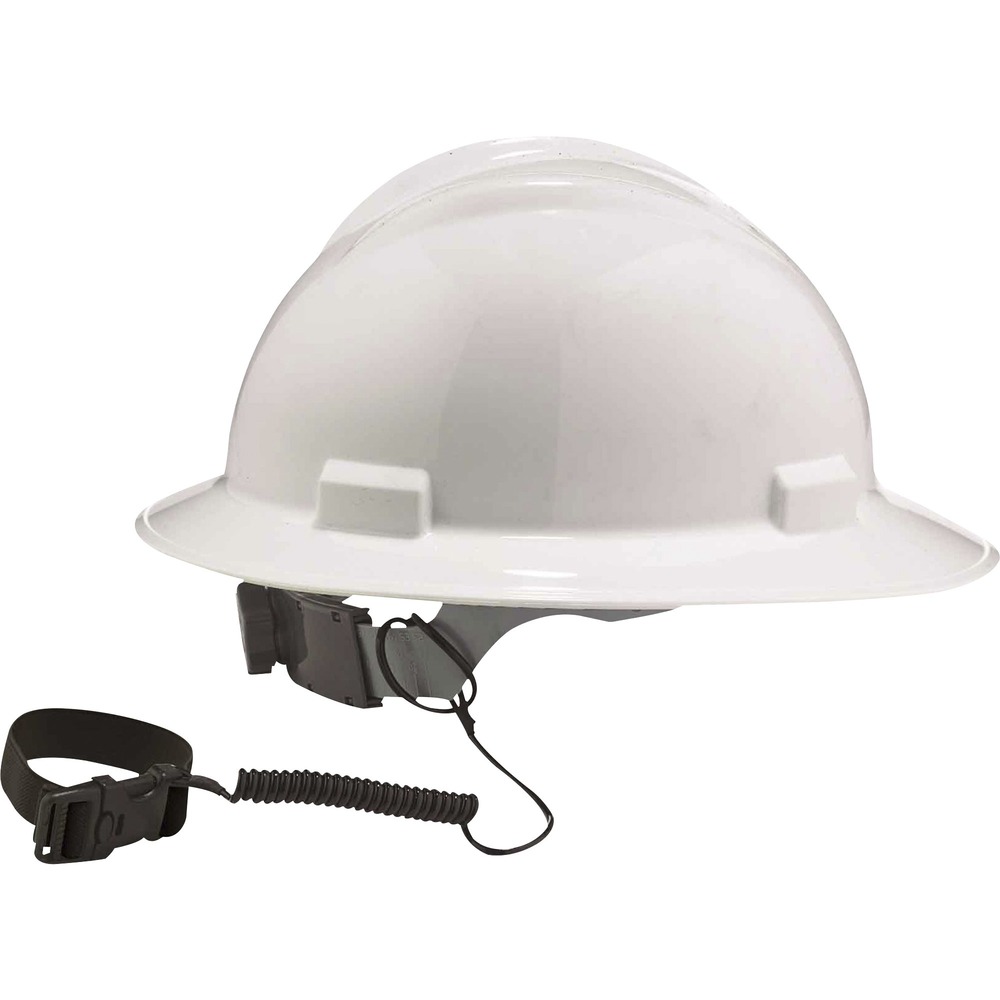 EGO19156 - Coiled Hard Hat Lanyards with Buckle securely tether hard hats, small hand tools and tape measures to prevent dropped objects when working at heights. Durable, double-locking buckle clips around captive connection points on fall protection harnesses, safety vests, tool belts, D-rings and more. Low-profile coil reduces snag or tangle hazards. Safety lanyards connect to the accessory slot or suspension on any hard hat (not included). Lanyards are third-party certified to hold a maximum of 2 lb. They meet ANSI/ISEA the 121-2018 standard for dropped object prevention. Tether your hard hat or small gear when working in construction, telecommunication, oil/gas, power generation, utilities, scaffolding and other industries.