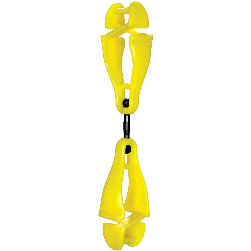 EGO19419 - 3420 Swiveling Dual-Clip Glove Holders securely keep your face masks, gloves, ice traction, cooling towels, keys and other small items within reach. Swiveling link rotates freely without getting bound up. Strong, gripping jaws hold onto items that are too bulky to fit in your pockets. Link design allows one end of the gear grabber to safely separate in case of an emergency. Secure link remains attached to one end of the grabber, allowing the other end to pull out of the glove clip independently. Acetal copolymer ends and thermoplastic, polyurethane link are nonconductive, temperature-resistant and chemical-resistant. Squeeze the ends of the gear clip to open the teeth and attach to your belt loop, clothing, D-ring or other anchor points. Clip the other end to your gear. Grabber's teeth open 2/5" wide. Holders are ideal for workers in construction, warehouses, manufacturing, food processing plants and other industries.